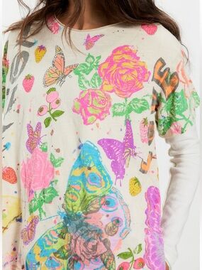 Magnolia Pearl Love Paradise Tee One Size NWT Butterfly Floral Collector Art